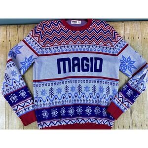 Magid Safety Ugly Christmas‎ Sweater Unisex Size Large Holiday Sweater Red Blue